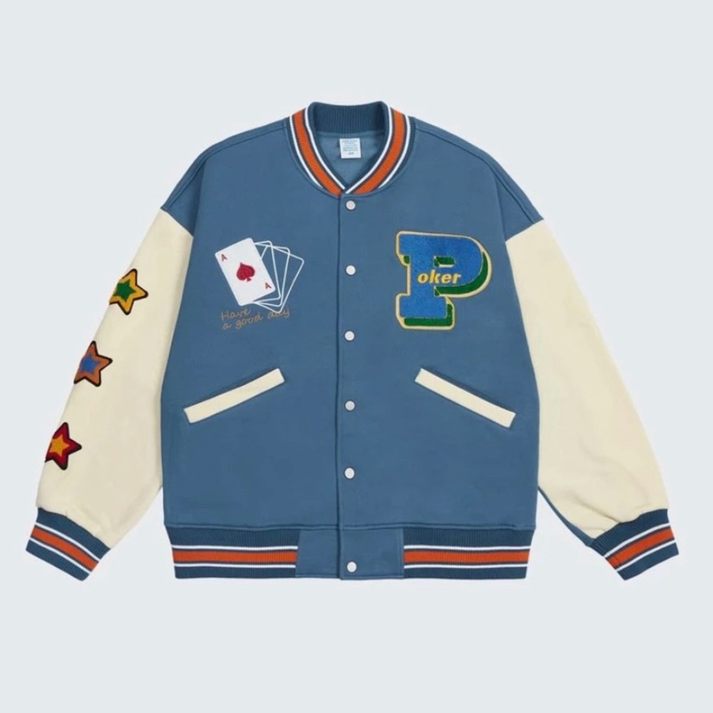 UNISEX LARGE PLAYING CARD EMBROIDERY JACKET